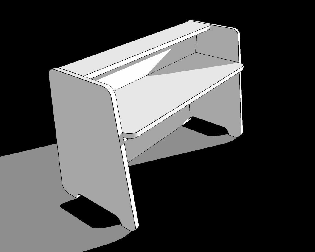 Reception desk with shelf Free 3D model_0