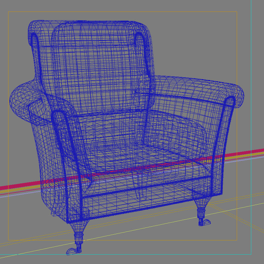 Sofa velvet chair 3D model_1
