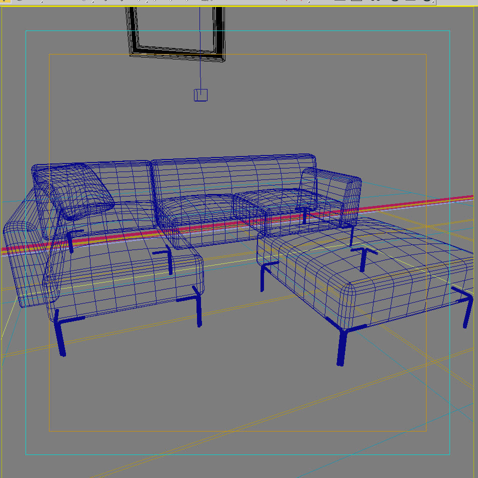 Sofa couch and ottoman 3D model_1