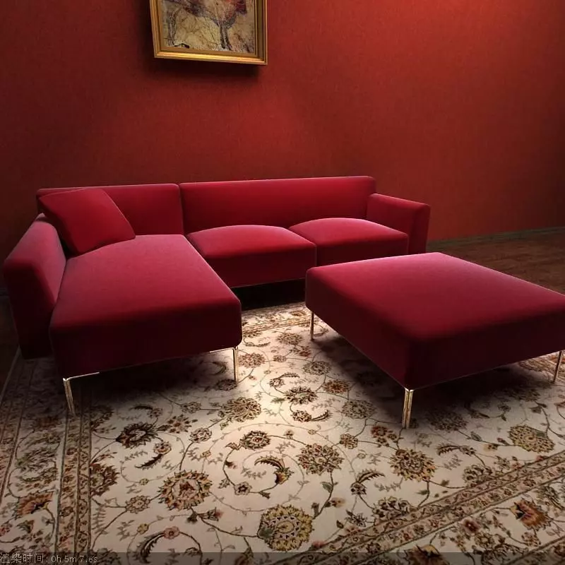 Sofa couch and ottoman 3D model_0