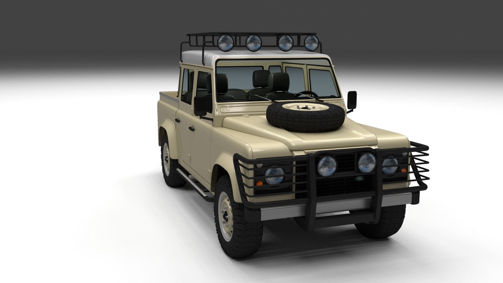 Land Rover Defender 110 Double Cab Pick Up w interior 3D model_13