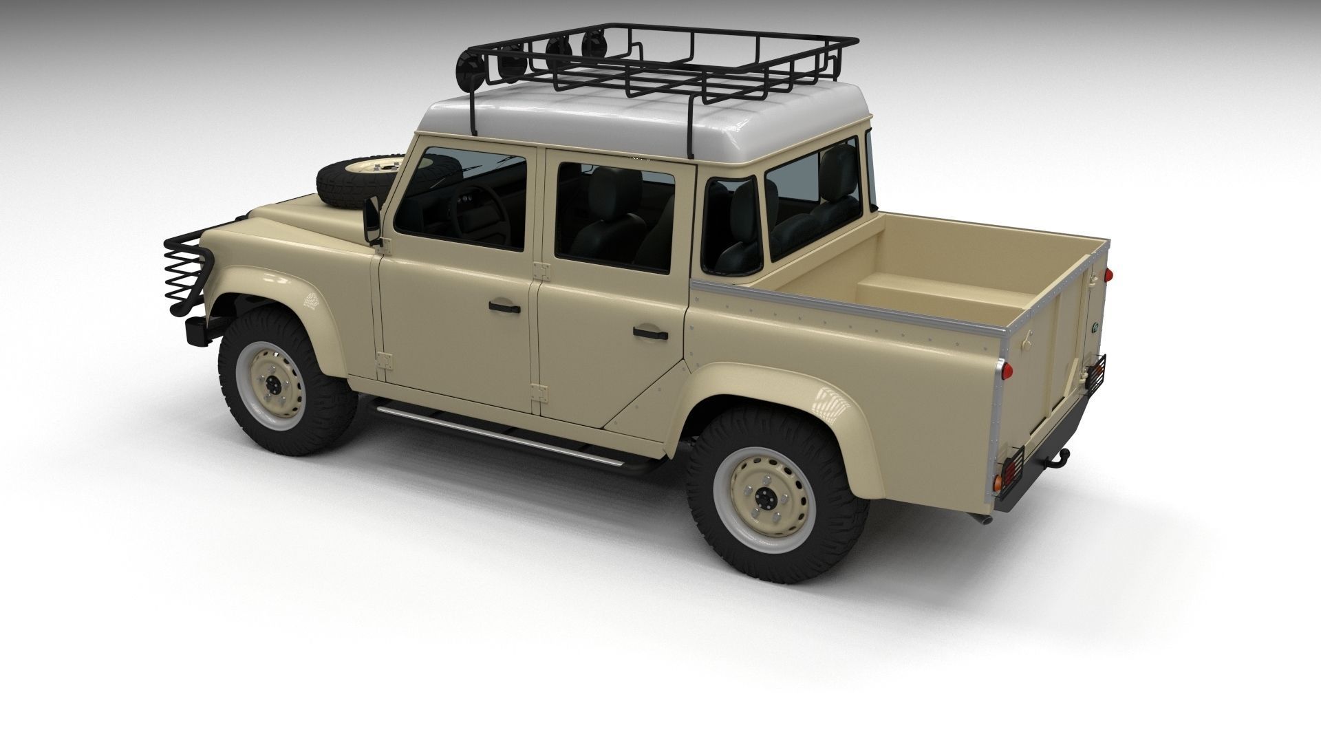 Land Rover Defender 110 Double Cab Pick Up w interior 3D model_12