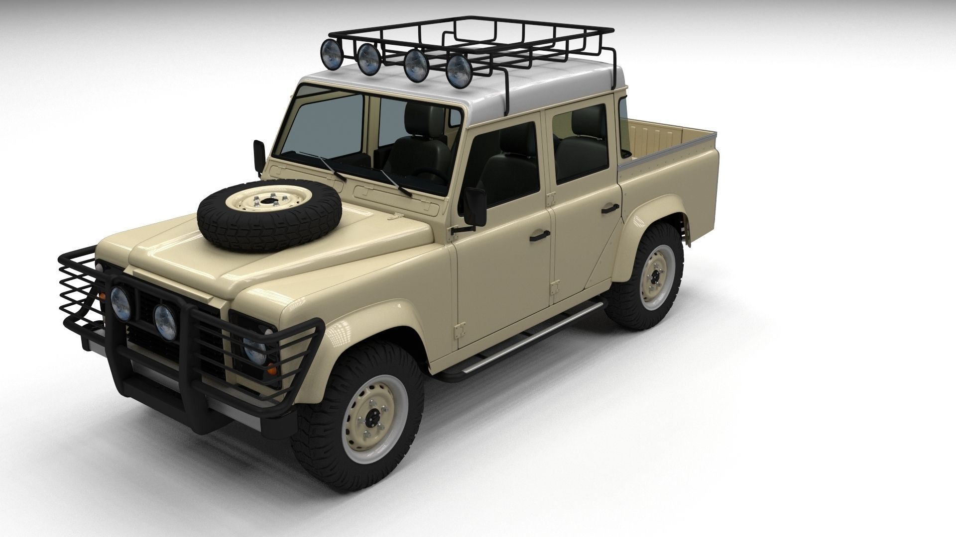 Land Rover Defender 110 Double Cab Pick Up w interior 3D model_1
