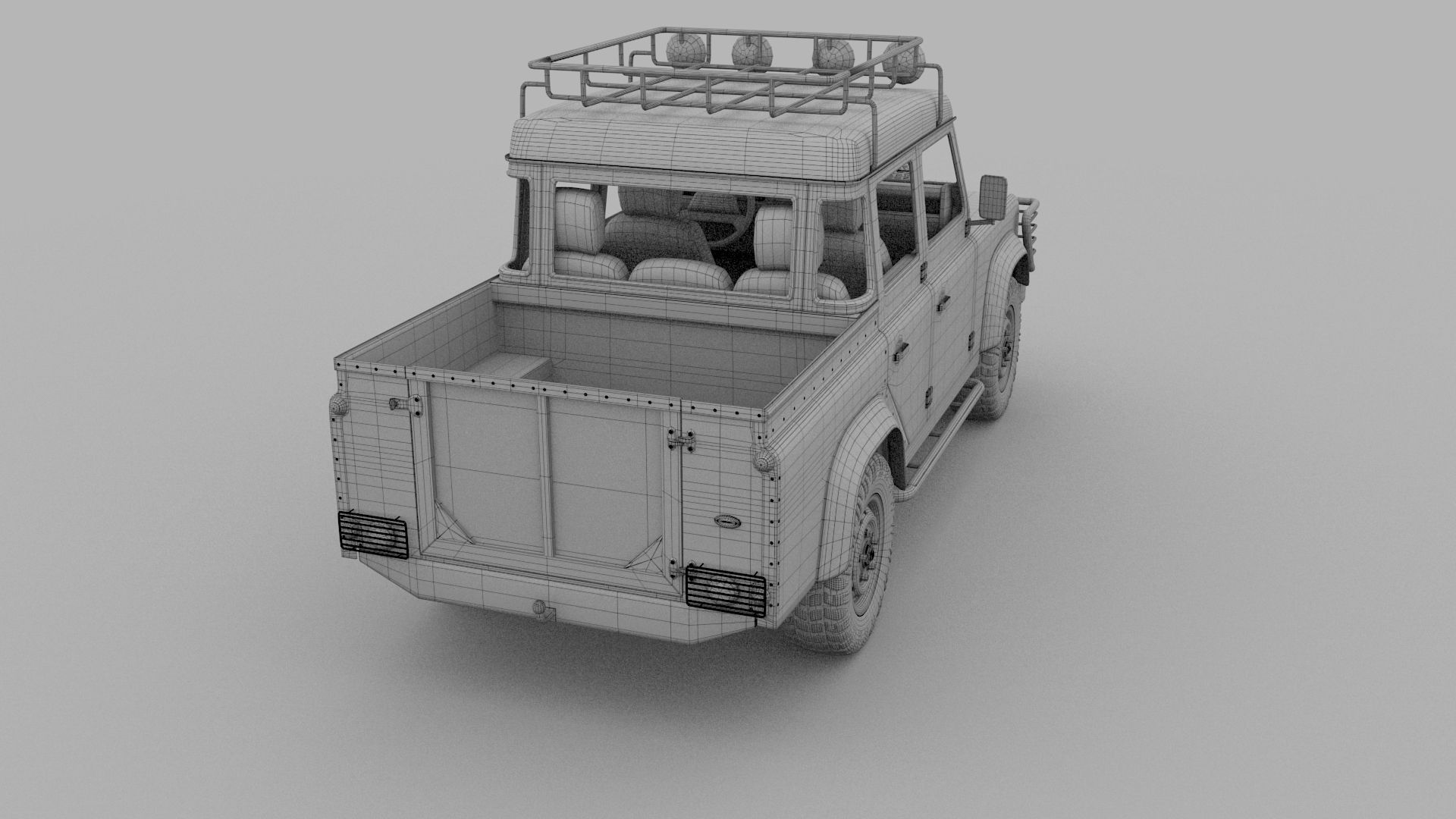 Land Rover Defender 110 Double Cab Pick Up w interior 3D model_20