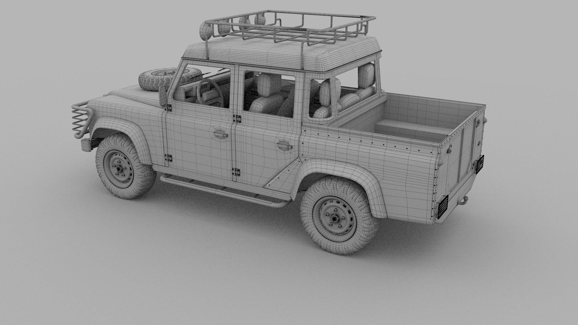 Land Rover Defender 110 Double Cab Pick Up w interior 3D model_22