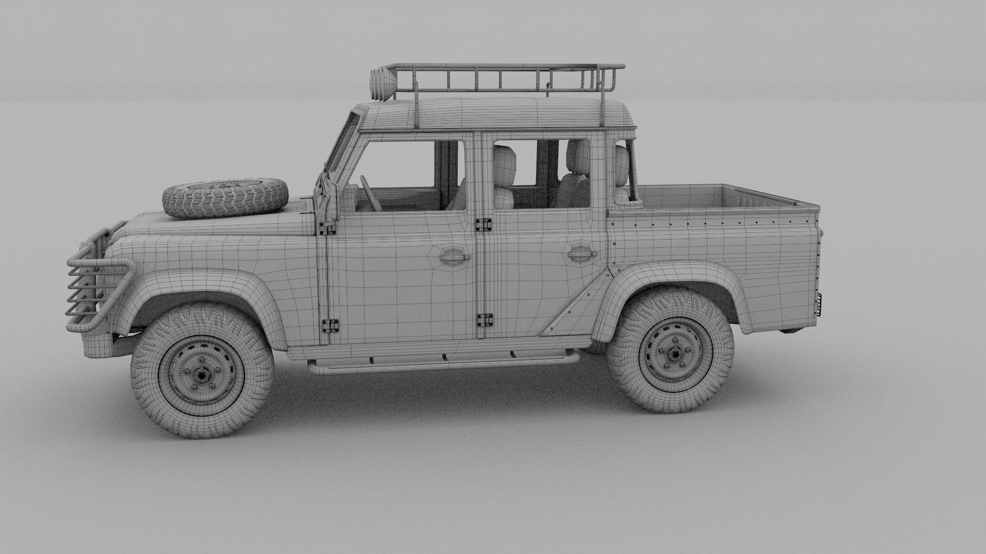 Land Rover Defender 110 Double Cab Pick Up w interior 3D model_21