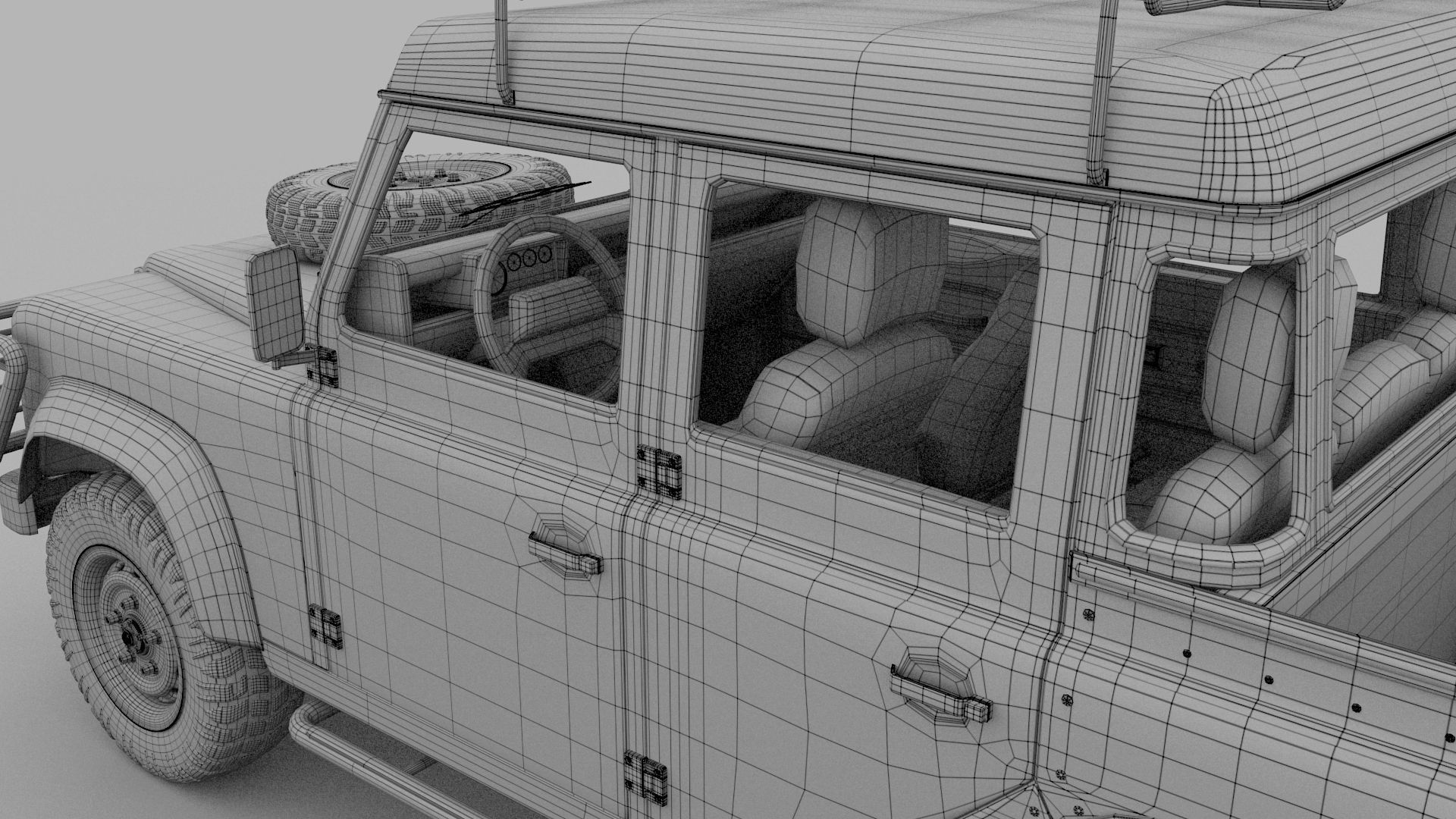 Land Rover Defender 110 Double Cab Pick Up w interior 3D model_24