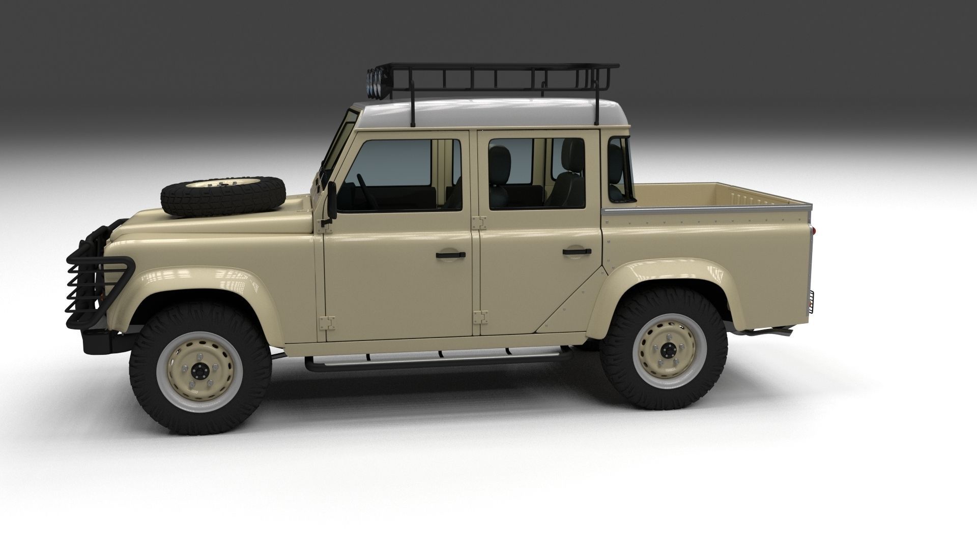 Land Rover Defender 110 Double Cab Pick Up w interior 3D model_5
