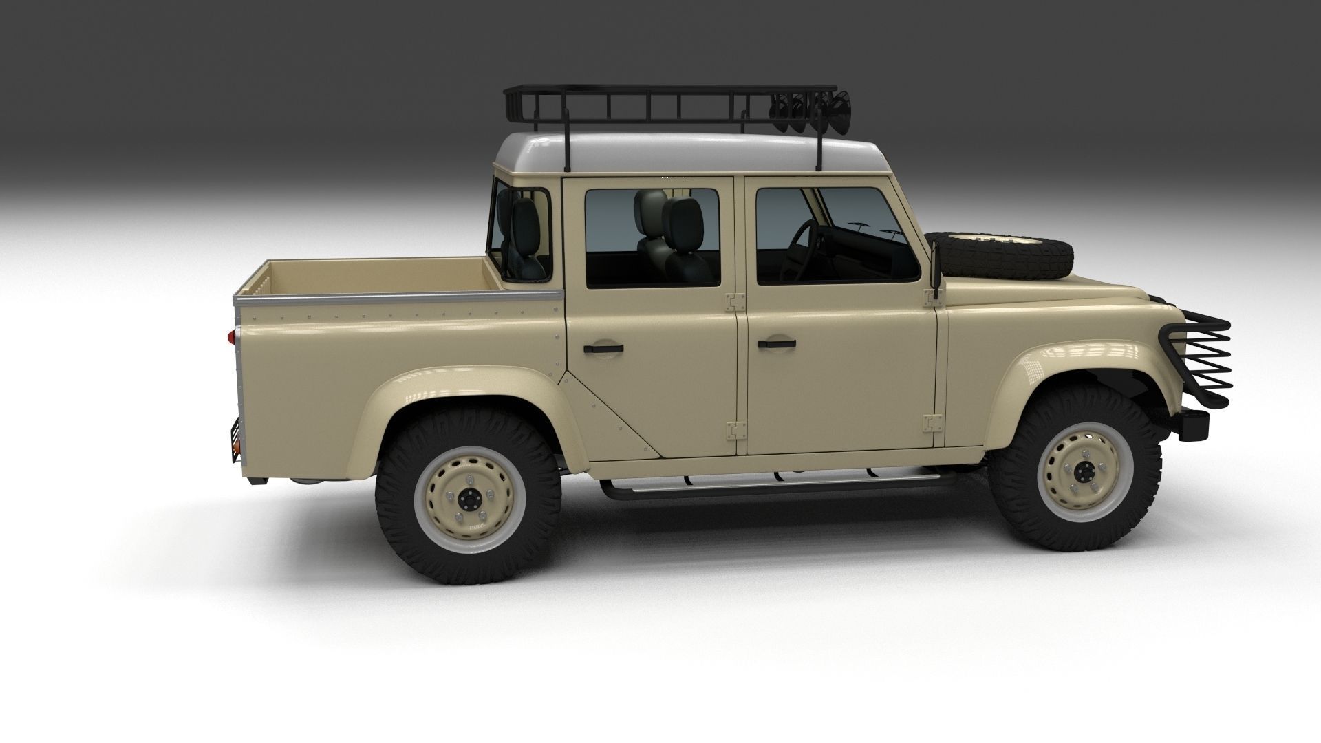 Land Rover Defender 110 Double Cab Pick Up w interior 3D model_15