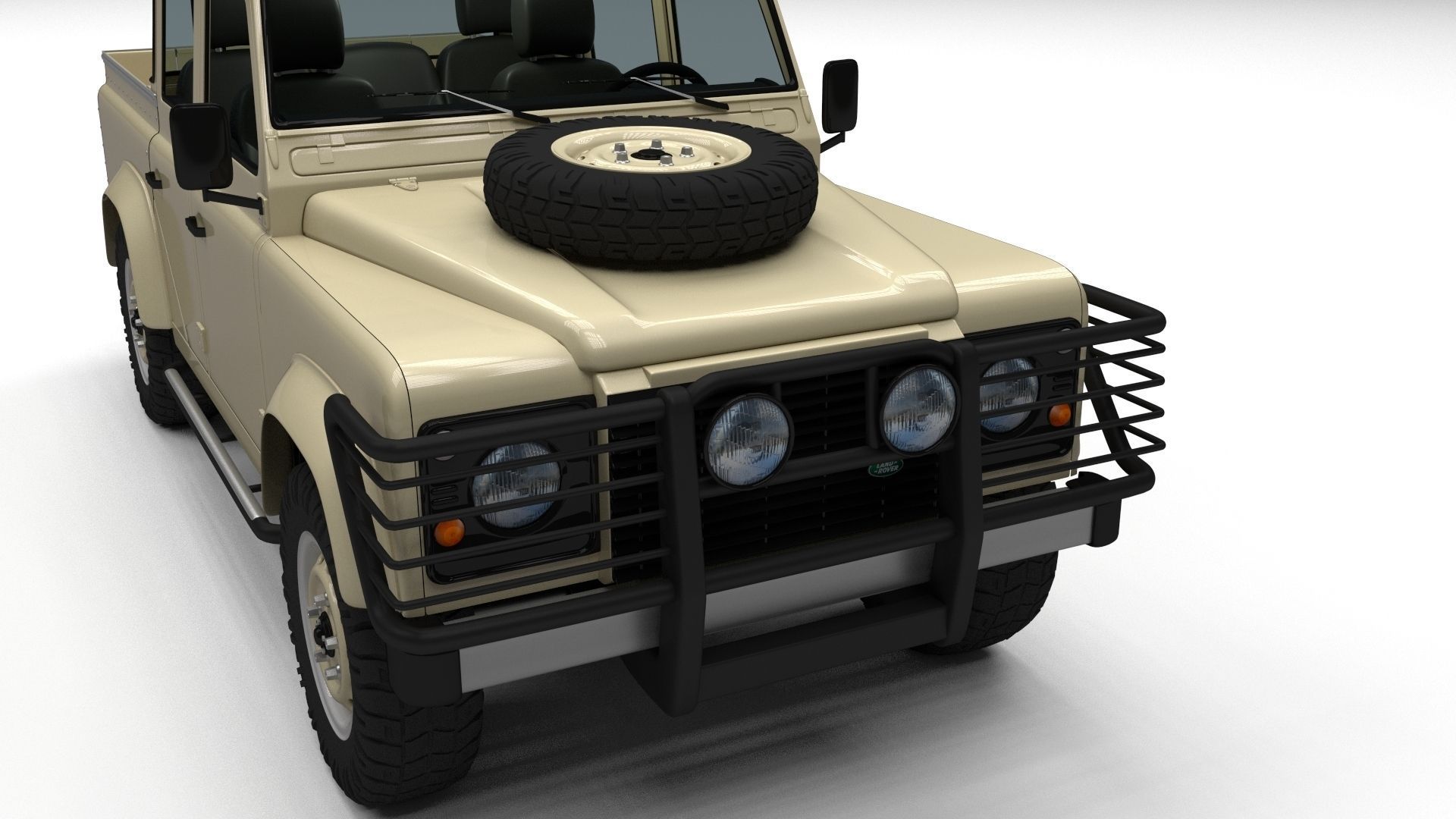 Land Rover Defender 110 Double Cab Pick Up w interior 3D model_2