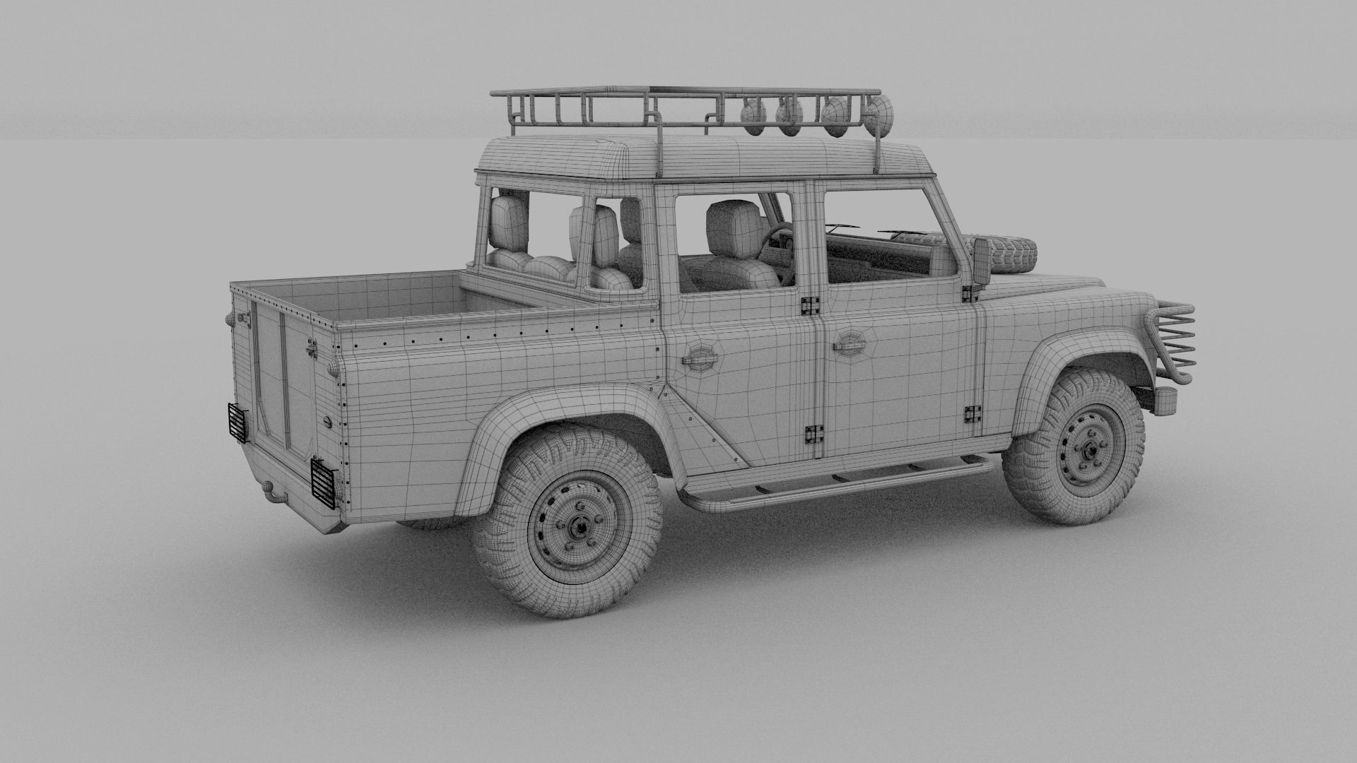 Land Rover Defender 110 Double Cab Pick Up w interior 3D model_18