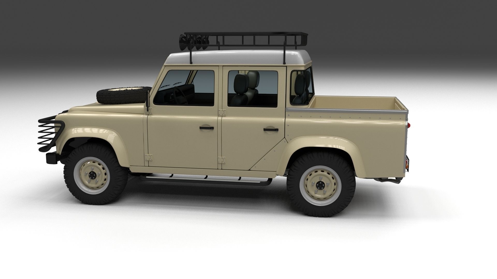 Land Rover Defender 110 Double Cab Pick Up w interior 3D model_10