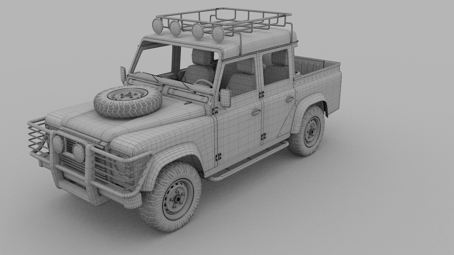 Land Rover Defender 110 Double Cab Pick Up w interior 3D model_30