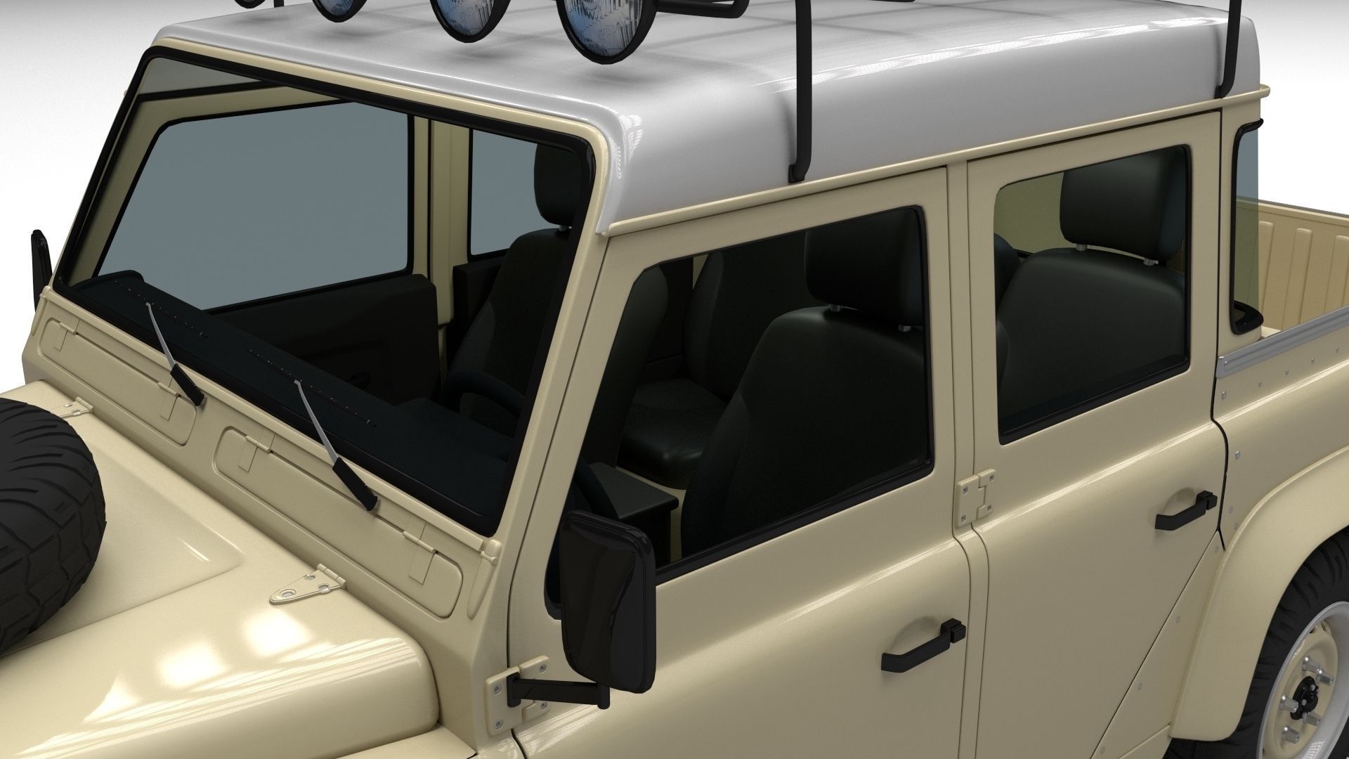 Land Rover Defender 110 Double Cab Pick Up w interior 3D model_4