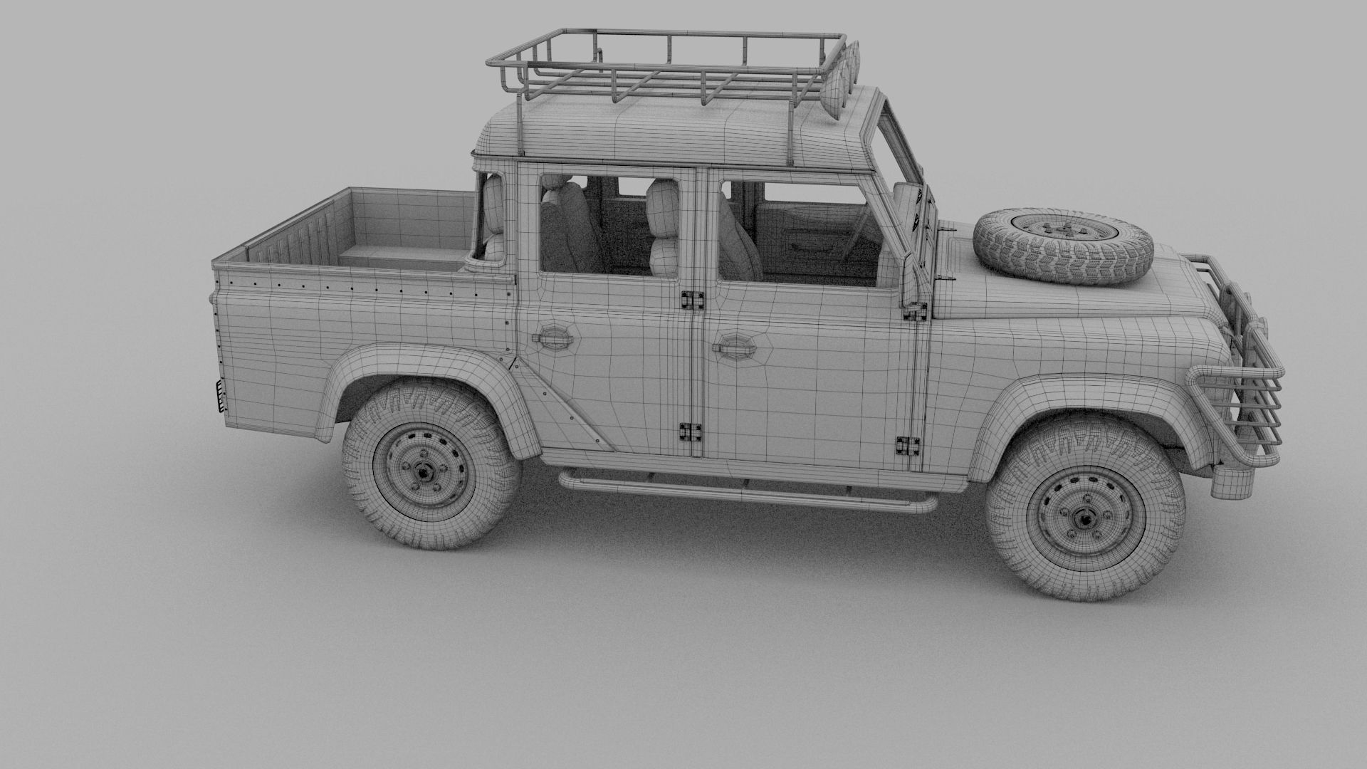 Land Rover Defender 110 Double Cab Pick Up w interior 3D model_27