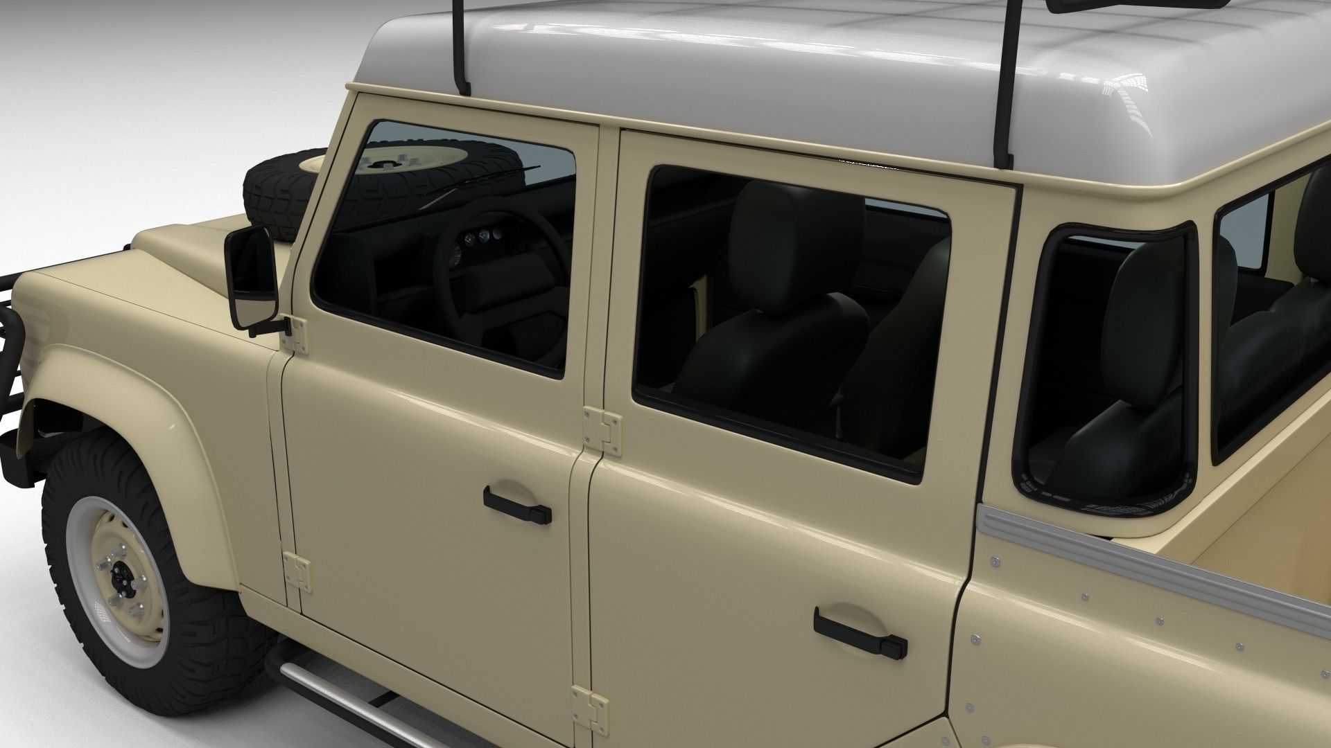 Land Rover Defender 110 Double Cab Pick Up w interior 3D model_3