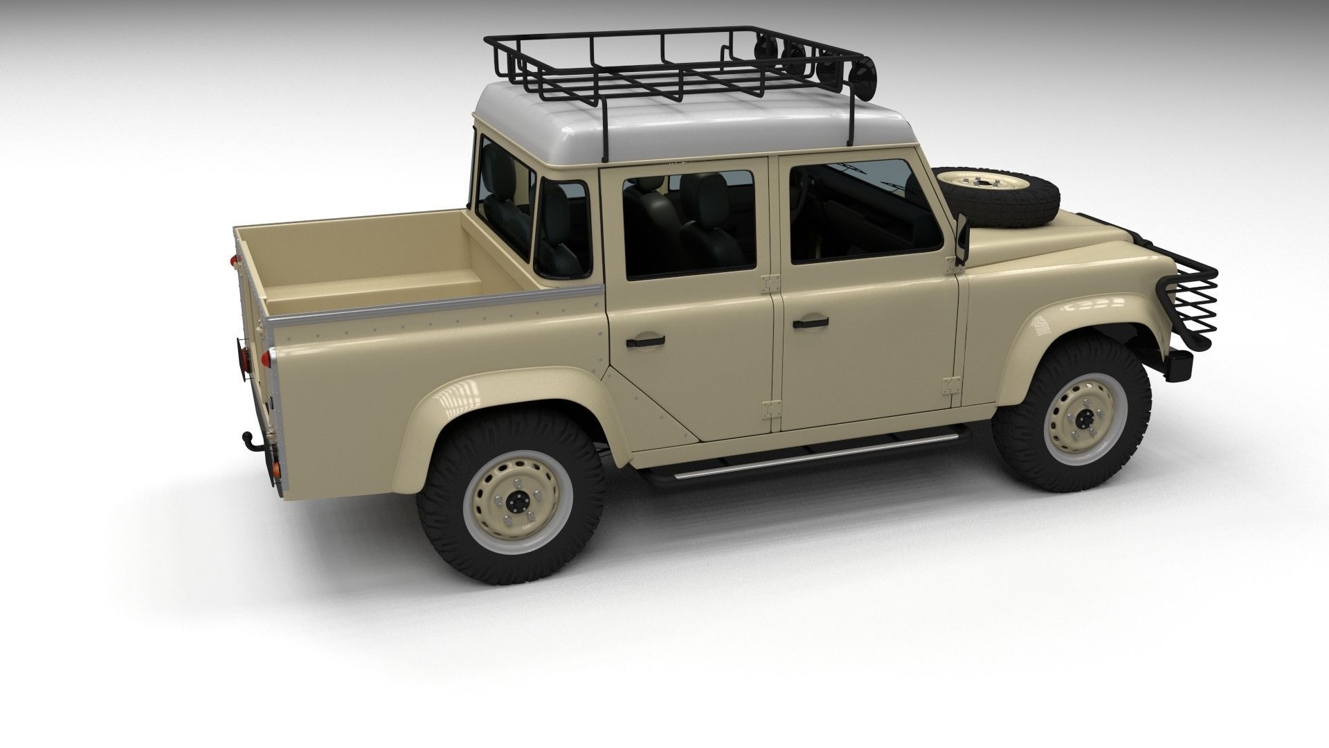 Land Rover Defender 110 Double Cab Pick Up w interior 3D model_6