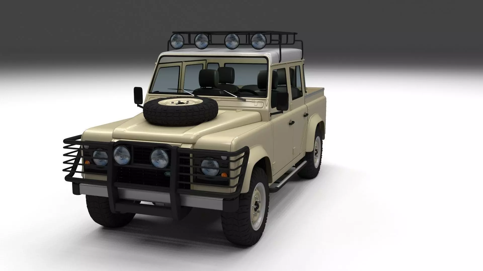 Land Rover Defender 110 Double Cab Pick Up w interior 3D model_0