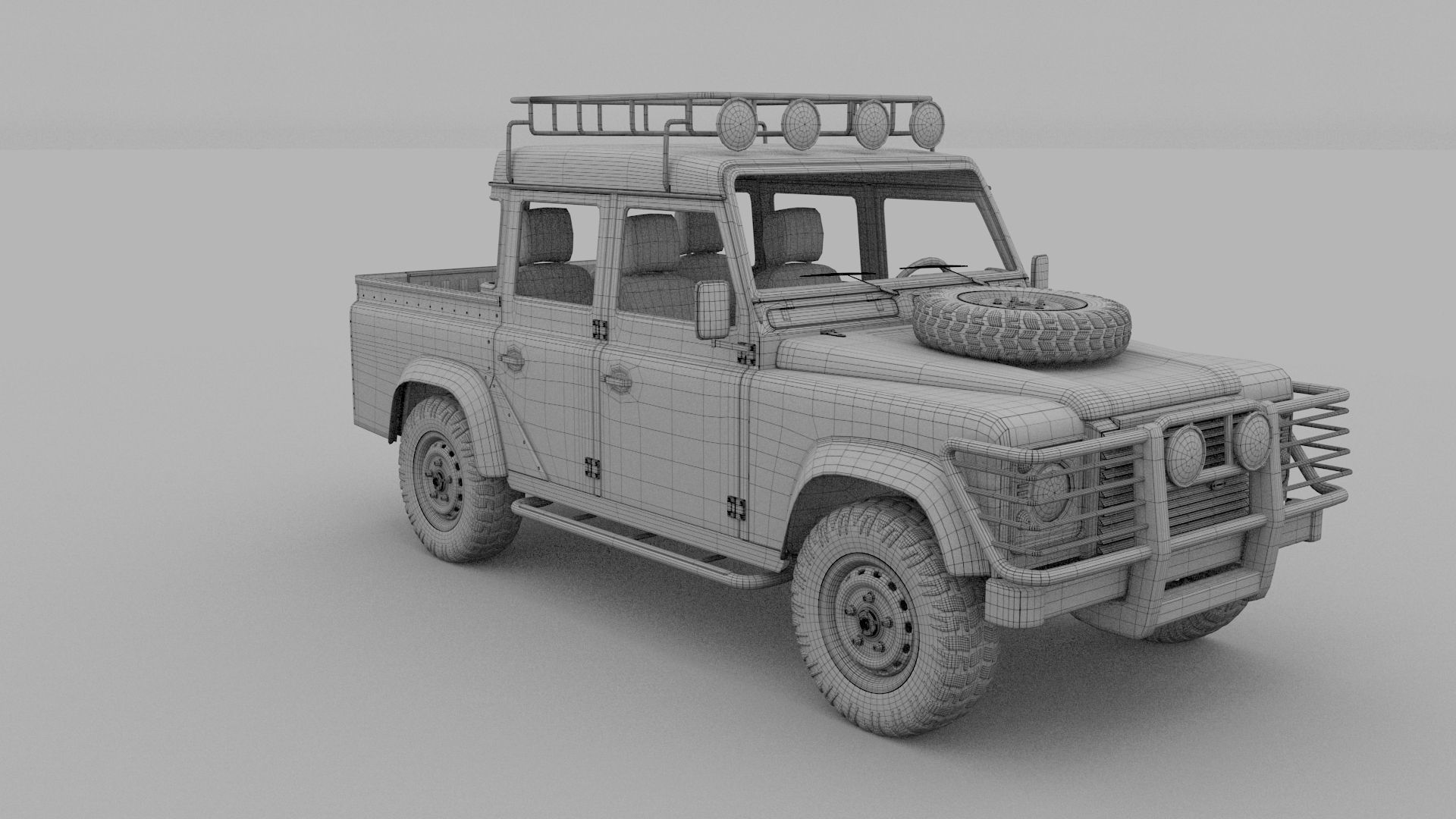 Land Rover Defender 110 Double Cab Pick Up w interior 3D model_25