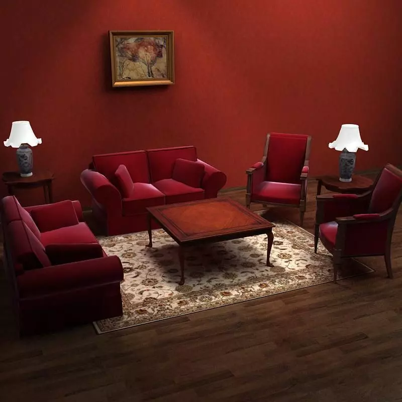 Sofa living room with furniture 3D model_0