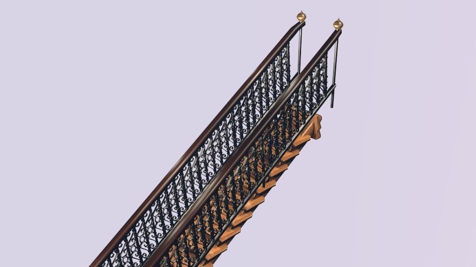 House Stairs Low-poly 3D model_0