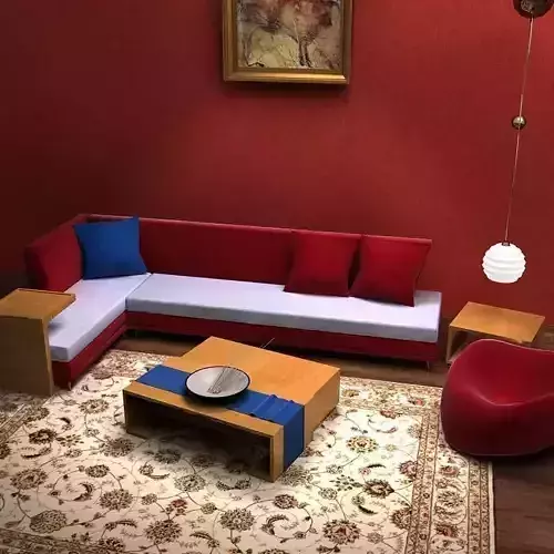 Sofa living room with walls and furniture