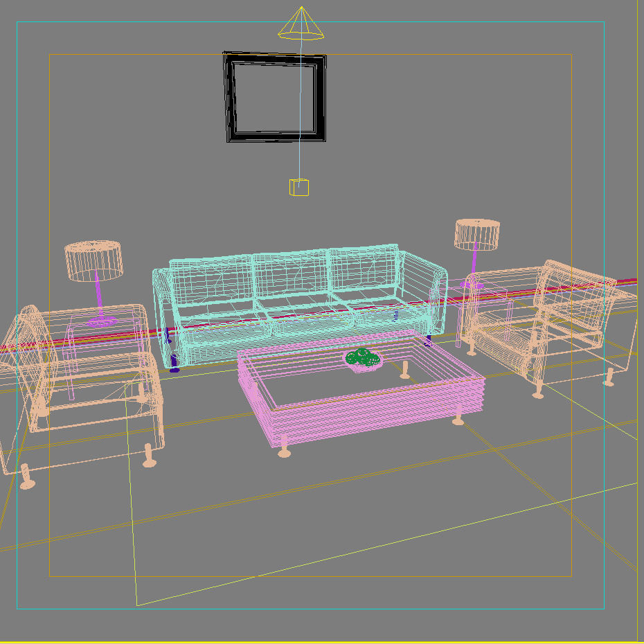 Sofa living room with walls 3D model_1