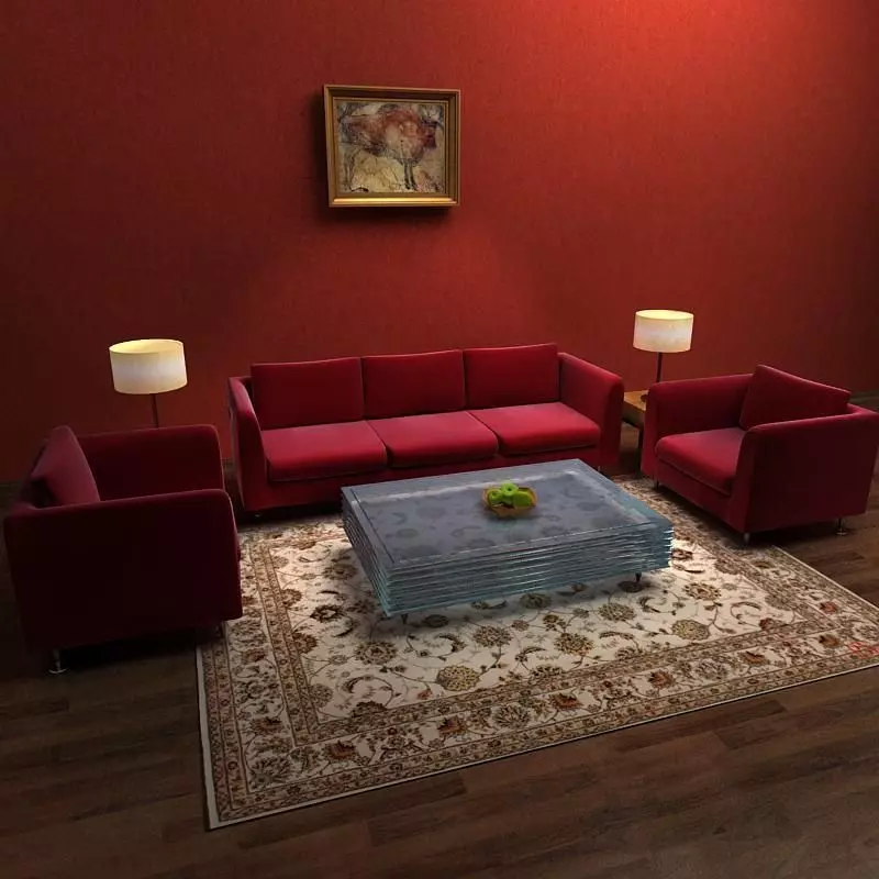 Sofa living room with walls 3D model_0