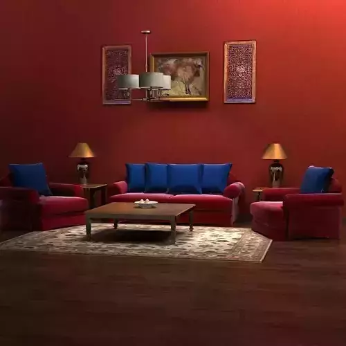 Sofa living room with walls and furniture