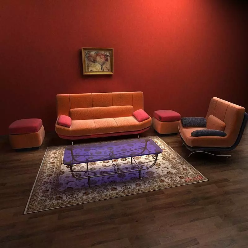 Sofa living room with walls and furniture 3D model_0