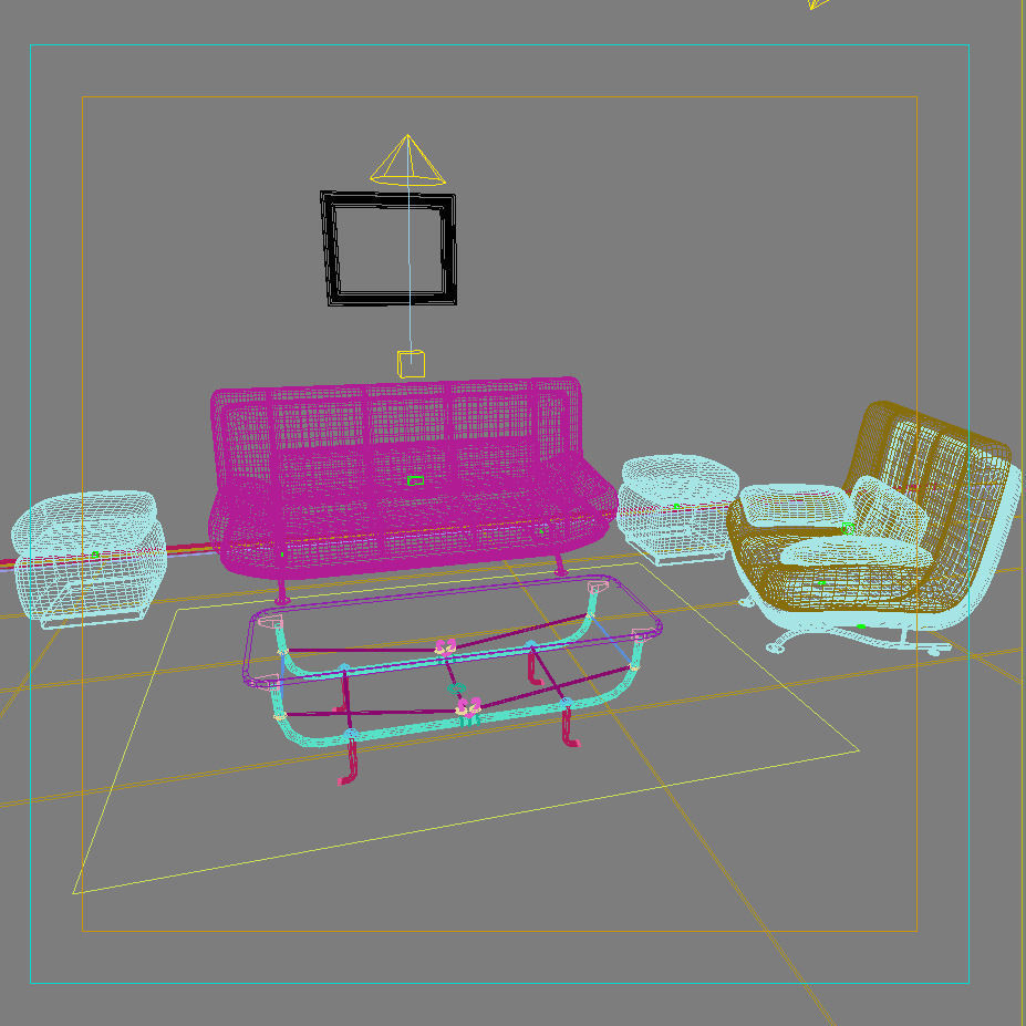 Sofa living room with walls and furniture 3D model_1