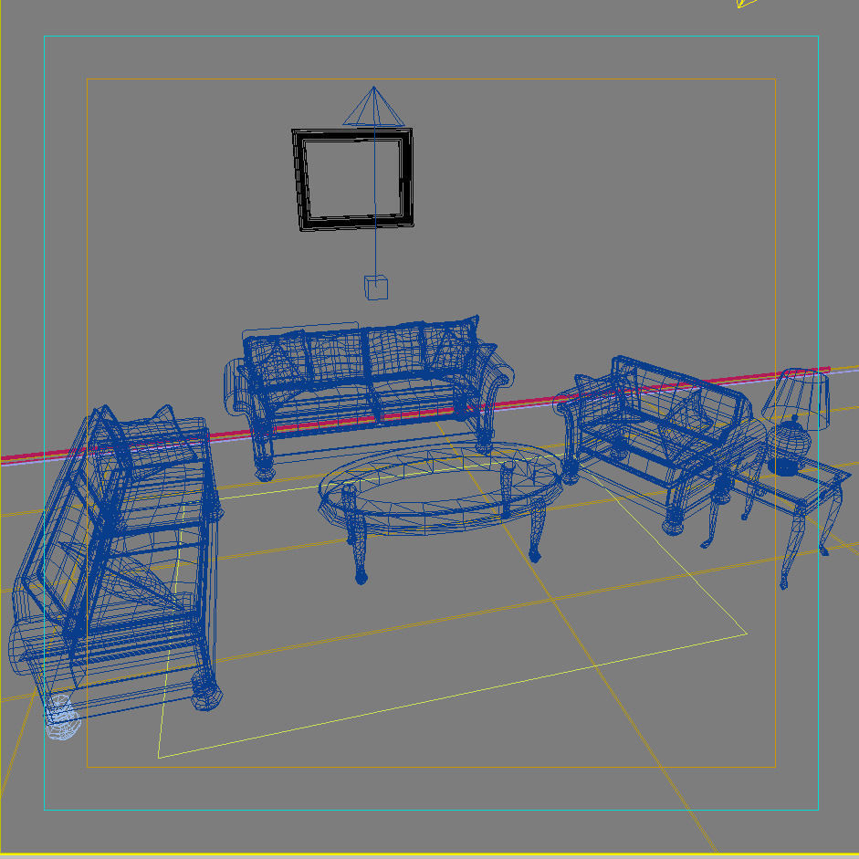 Sofa living room with furniture and walls 3D model_1