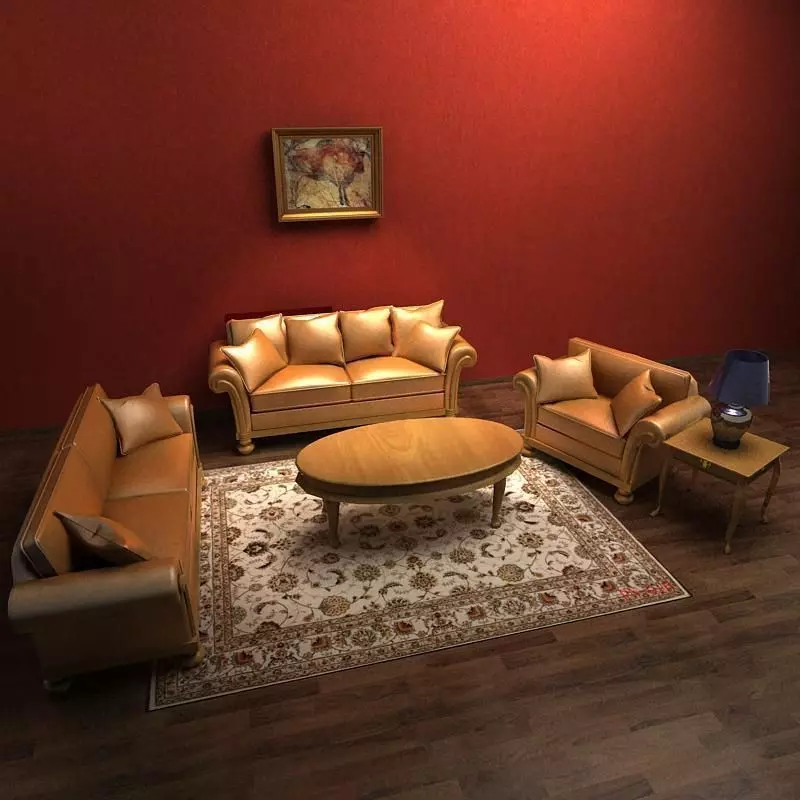 Sofa living room with furniture and walls 3D model_0