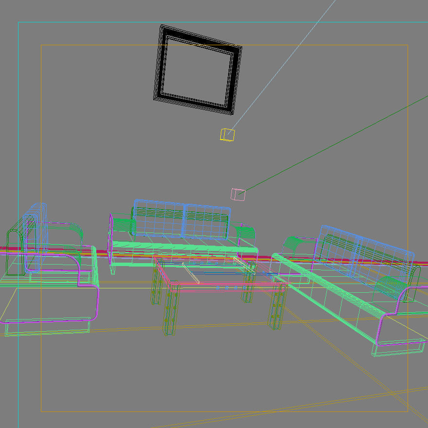 Sofa living room with couches and rug 3D model_1