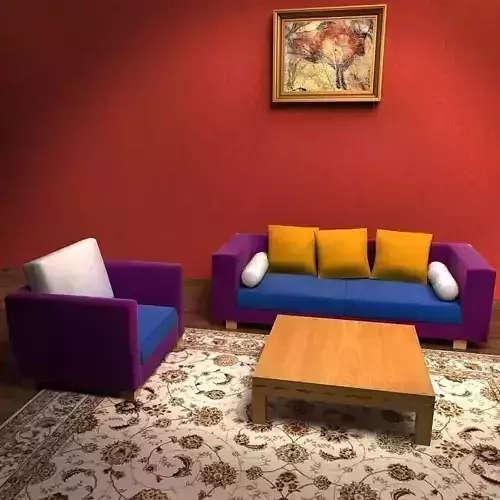 Sofa living room with two couches and coffee table