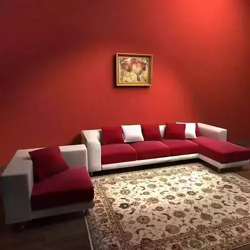 Sofa living room with walls and rug