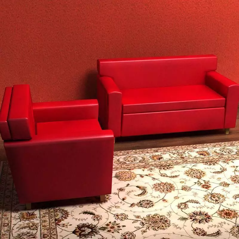 Sofa two leather sofas and rug 3D model_0