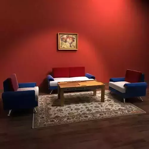 Sofa living room with walls and furniture