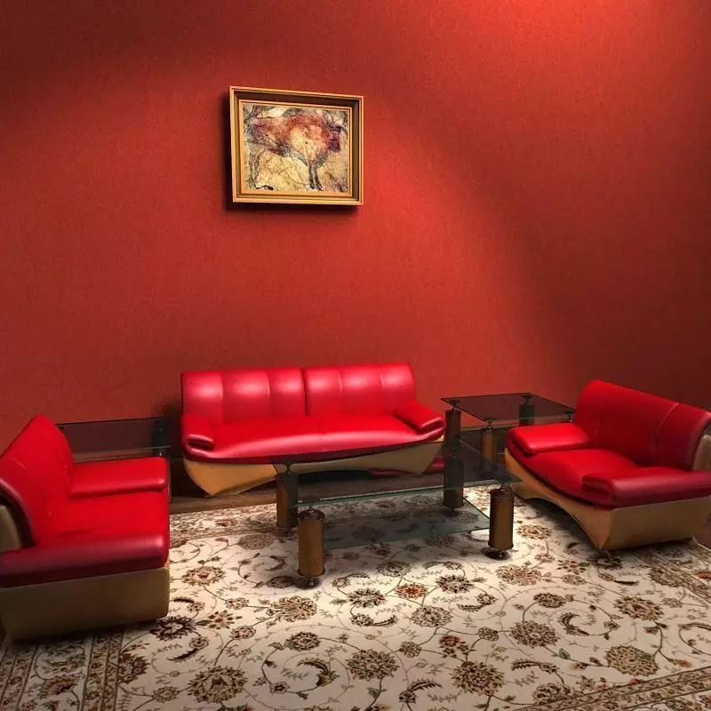 Sofa living room with walls and furniture 3D model_0