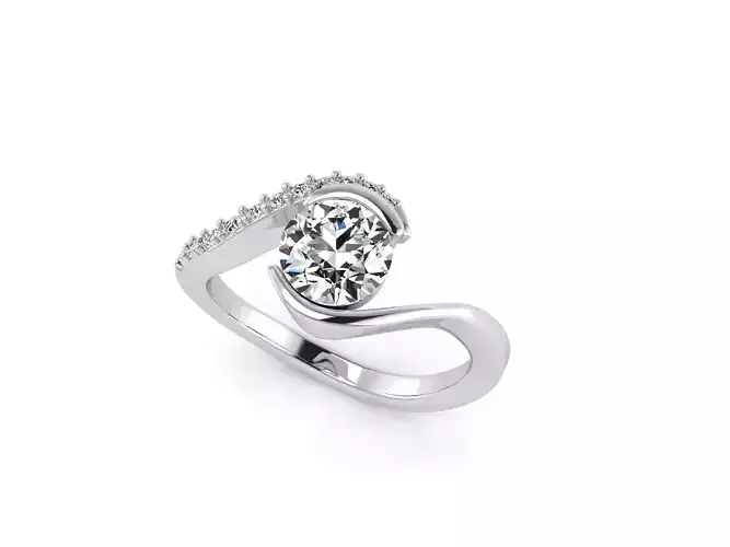 R diamond engagement ring goldMS004