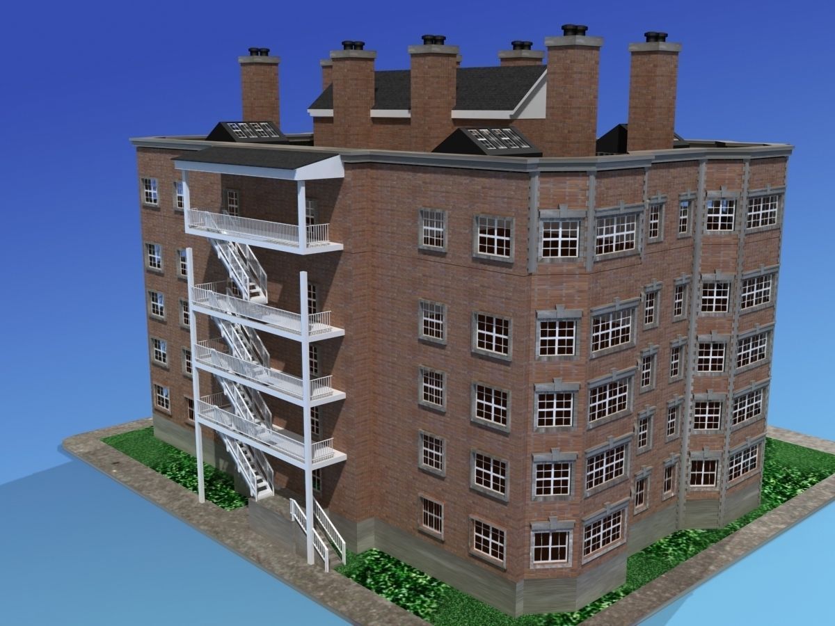 Apartment Building 3D model_4