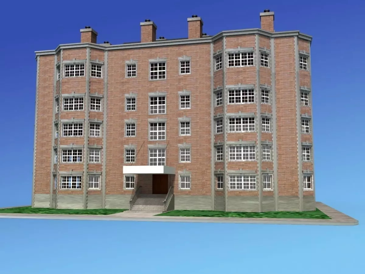 Apartment Building 3D model_0