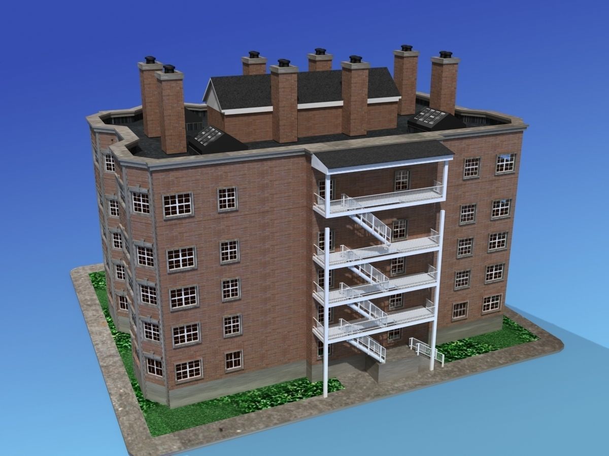 Apartment Building 3D model_6