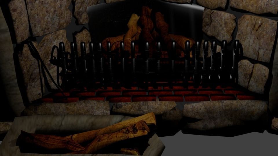 Fairy tale fireplace Low-poly 3D model_1