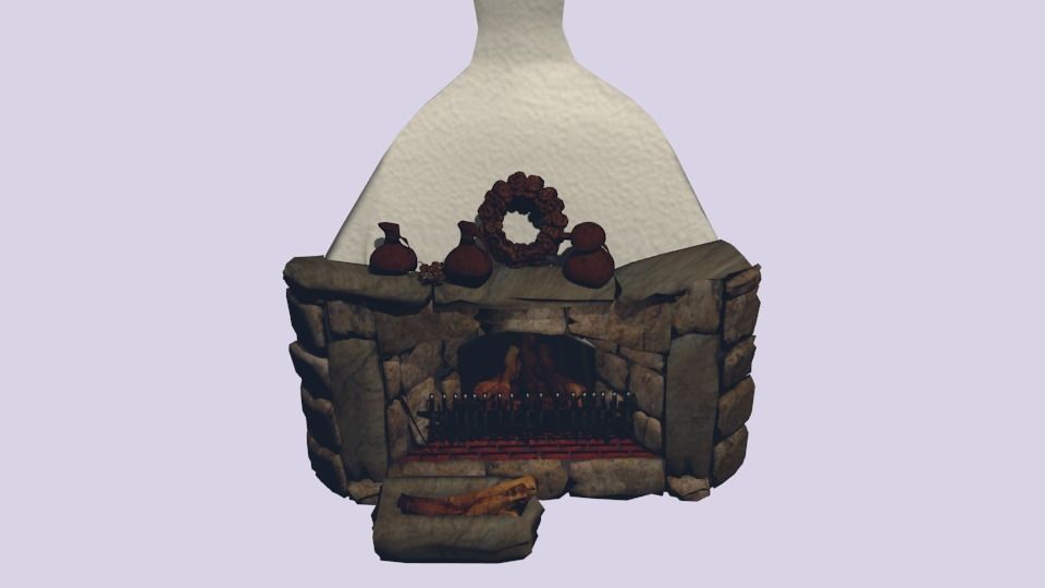 Fairy tale fireplace Low-poly 3D model_3