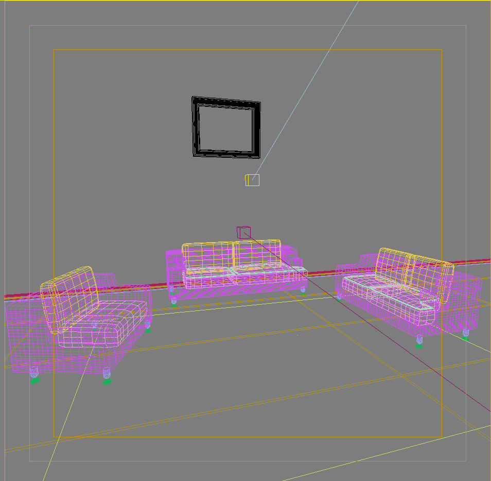 Sofa living room with walls 3D model_1