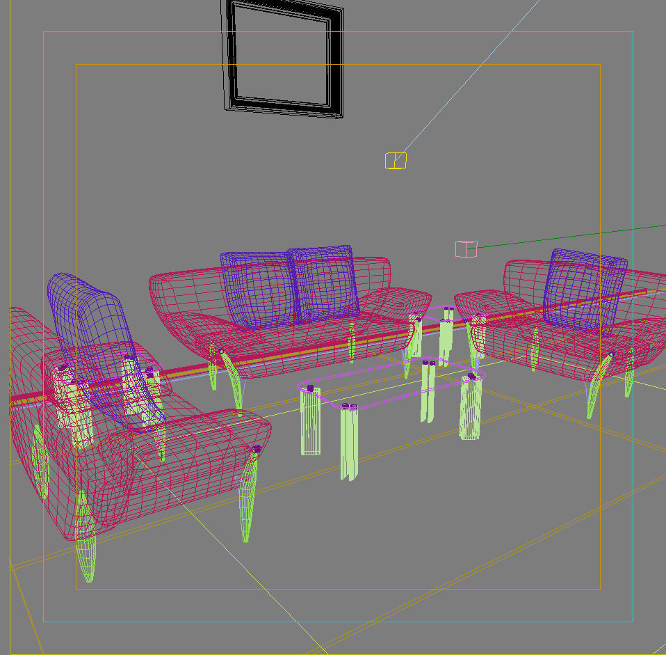 Sofa living room with walls and furniture 3D model_1