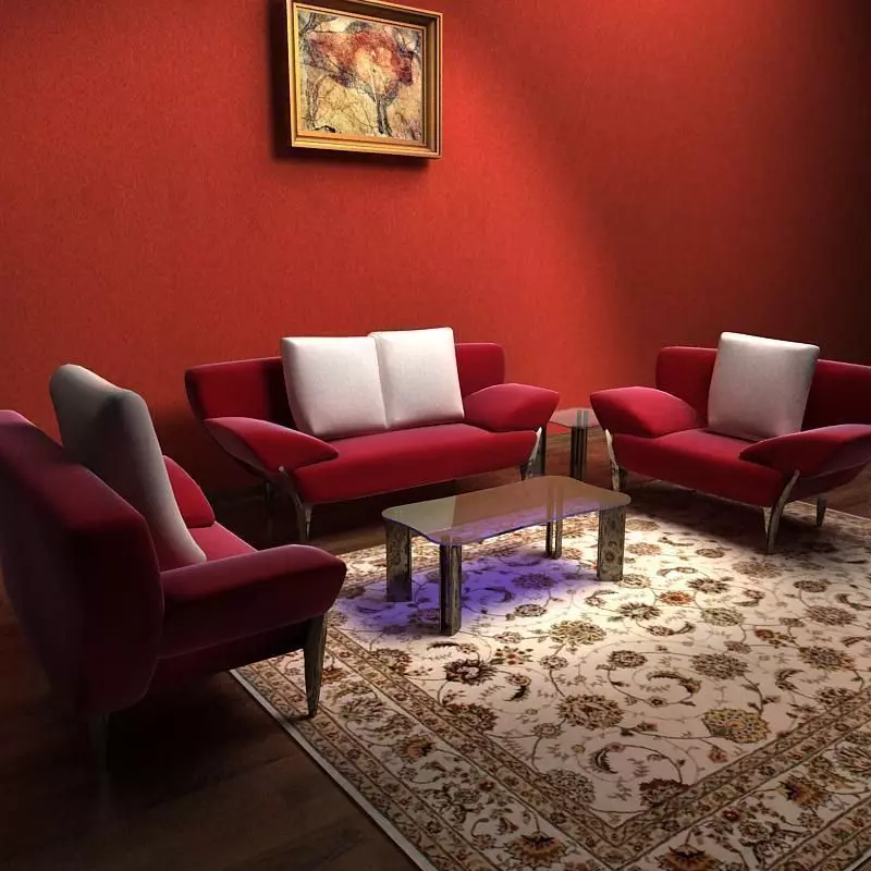 Sofa living room with walls and furniture 3D model_0