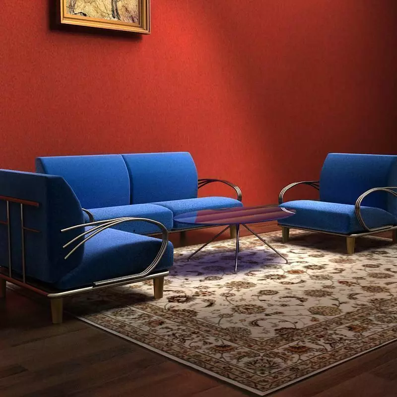 Sofa living room with furniture and walls 3D model_0