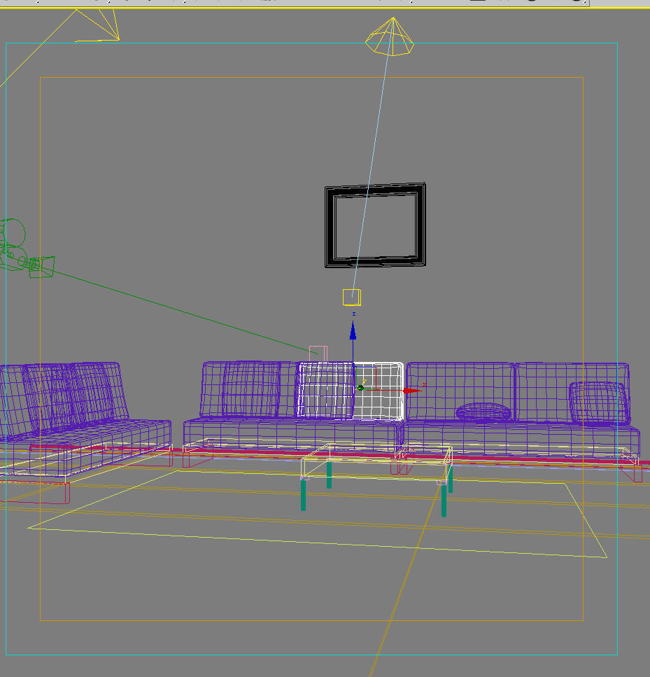 Sofa living room with couches and walls 3D model_1